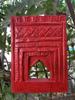 Hand Carved Red Wooden Jharokha Frame | Mini Indian Window Wall Decor