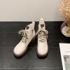 Women's Fall and Winter Padded Front Lace-up Thick Bottom Boots England Style Short Boots