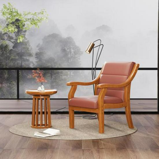 Retro Comfortable Chinese Solid Wood Armchair with Linen Fabric and Native Sponge Cushion.