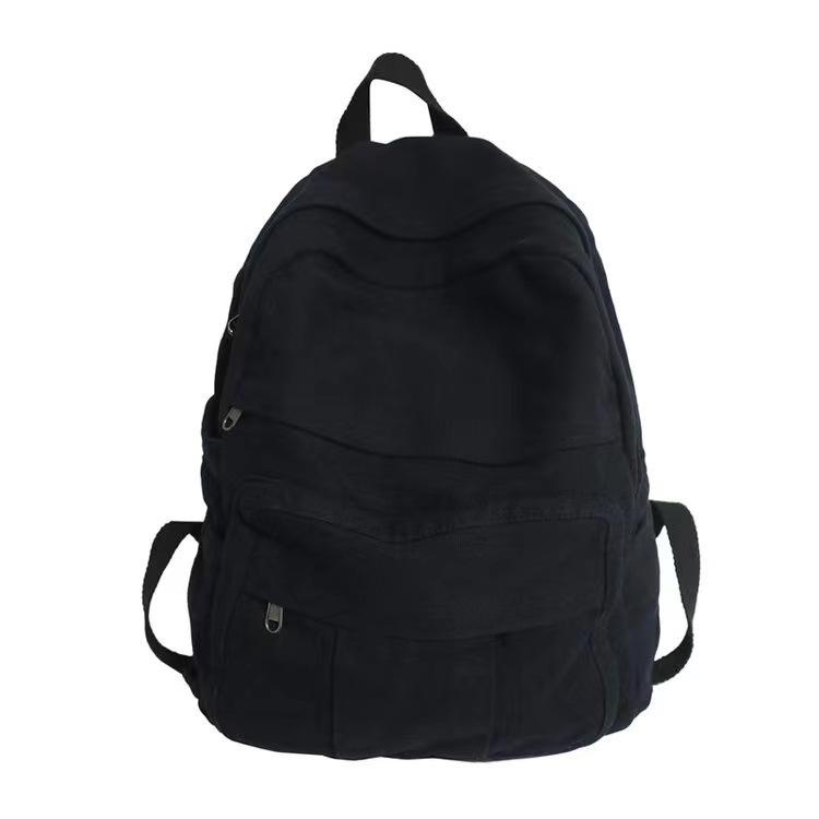 Vintage Simple Backpacks Large Capacity Canvas Schoolbag Multiple Pockets Travel Backpacks Unisex
