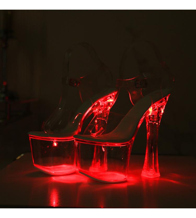 Nové Tlusté Vysoké Podpatky Boty do Nočního Klubu Svítící Boty Dámské Boty Módní Molo Pole Dance Boty Křišťálová Podrážka Sandály LFD-10367-Q1