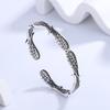 PANJBJ 925 Sterling Silver Feather Adjustable Couple Bangle Gothic Punk Design Women Jewelry Gift Lucky Bracelet Dropshipping