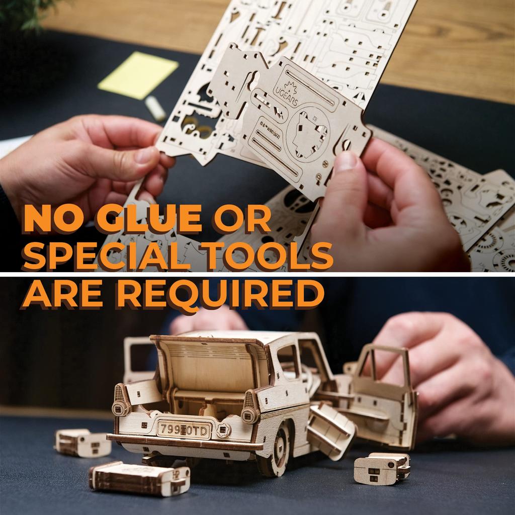 Ugears Harry Potter Flying Ford Anglia 70173 Wooden Puzzle Craft Model No Glue or Tools Required Adult
