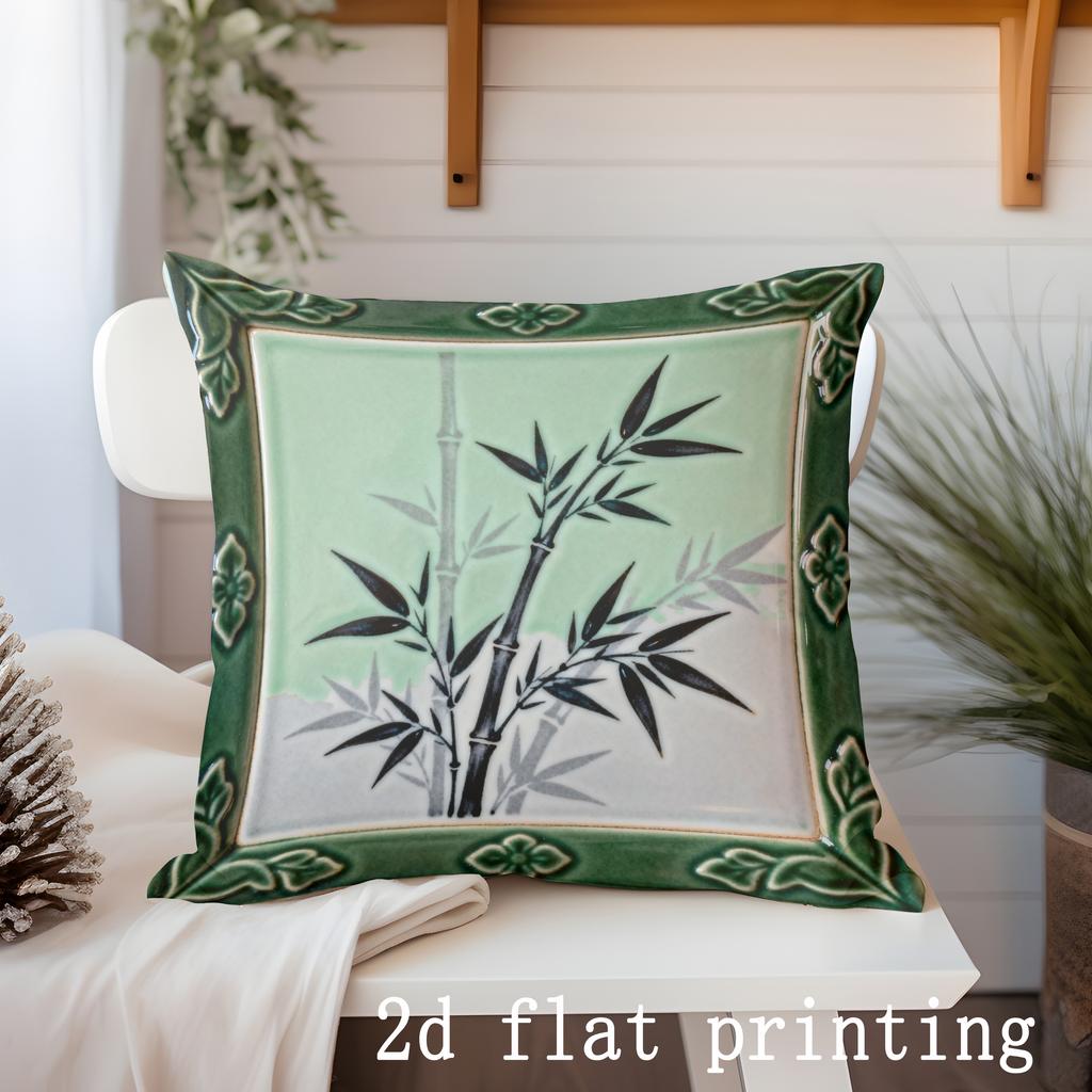 Bamboo Pattern Decorative Square Pillow Cover Pattern Cushion Cover Suitable for Sofa Bedroom Car Pillow Cover