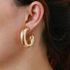 3 Sizes Exaggerated Chunky C Shape Stainless Steel Hoop Earrings for Women Glossy Thick Circle Polished Ear Jewelry