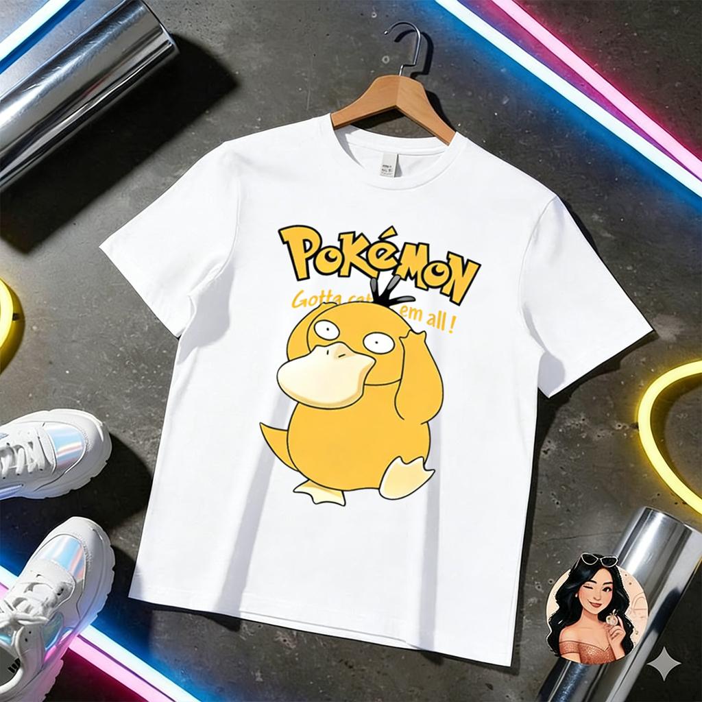 Psyduck Graphic T Shirt Unisex Women Y2k Pokemon Anime Short Sleeve Tee Summer 2026 Streetwear Casual Parentchild Tops