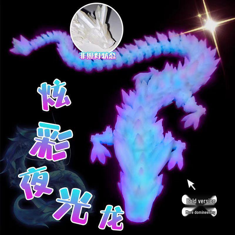 Светящаяся 3D-печатная шарнирная фигурка Хрустального Дракона - Красочная китайская игрушка-украшение 20cm