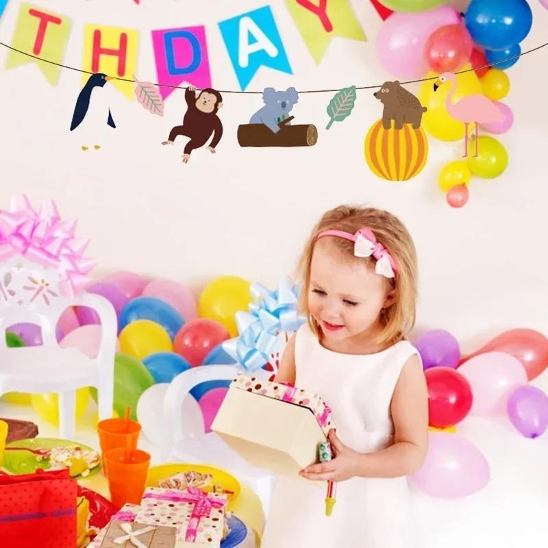 Home Decoration Accessories Rainforest Animals Birthday Party Bunting Decorations Festive Party Paper Photo Prop Small Tools