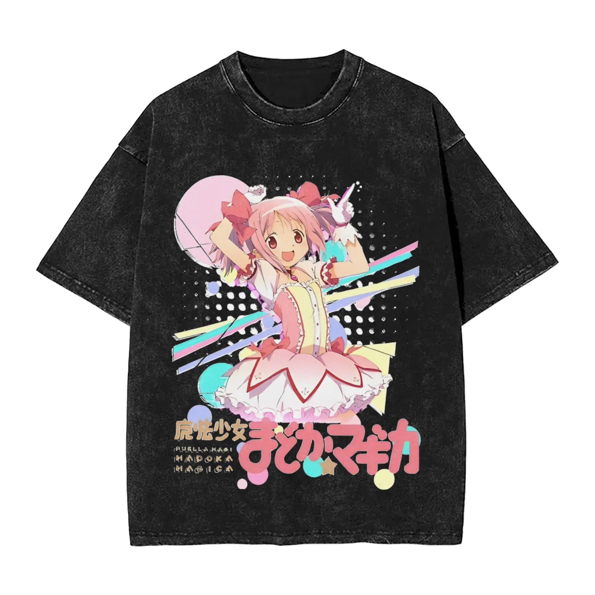 Japanese hot Anime Puella Magi Madoka Magica T Shirt Washed Comfortable Oversized Unisex high quality hot product Classic soft S