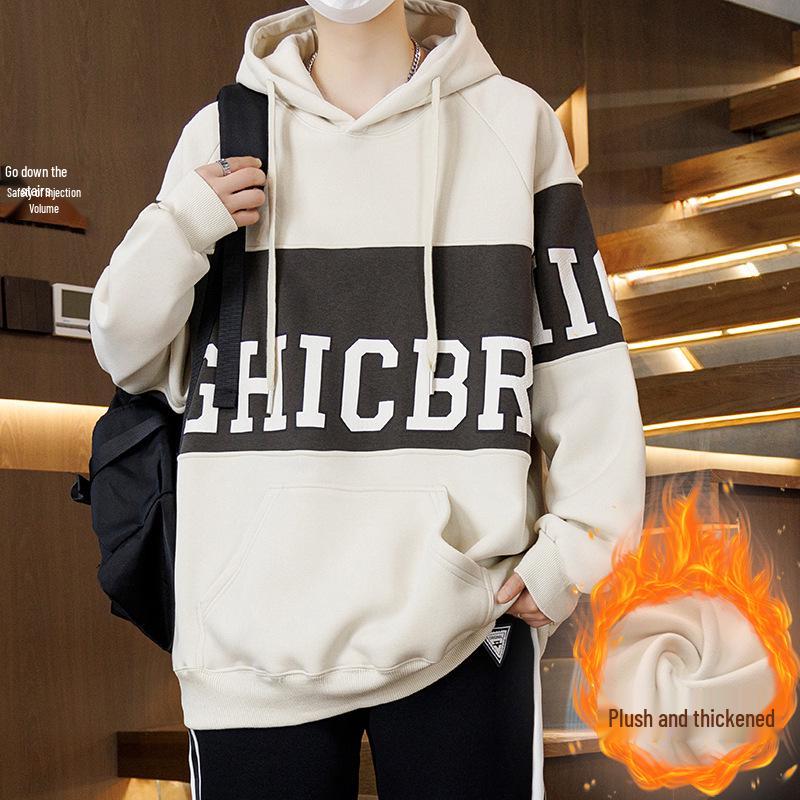 Autumn/Winter Teen Hoodie for Boys, Ages 12-16, Plus Velvet, Thick and Warm
