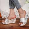 Fashion Women's Shoes Stripe Print Thick Bottom Slippers Women Wedge Chunky Platform Sandals Woman Summer Daily High Heel Slides