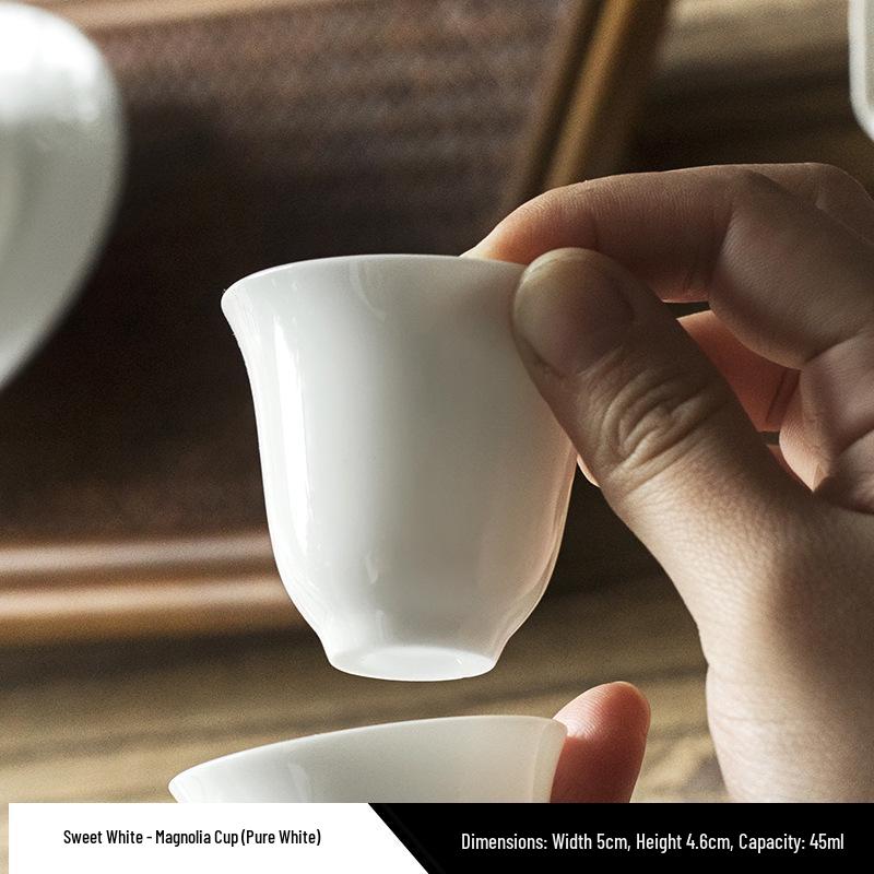White Porcelain Tea Tasting Cup Set - Simple Kung Fu Style for Household and Guest Reception