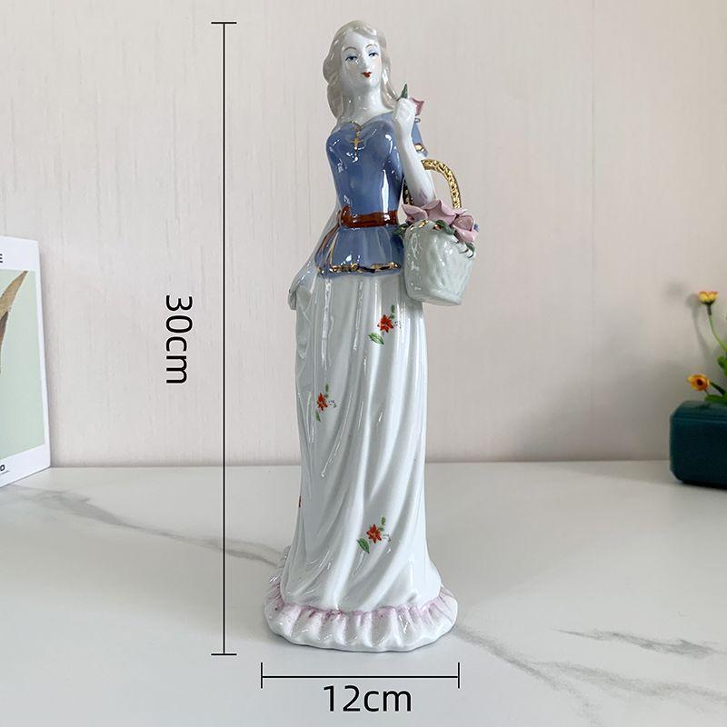 European Western Women Ceramic Statue Decoration Items Home Livingroom Furnishing Accessories Office Desktop Sculpture Ornaments