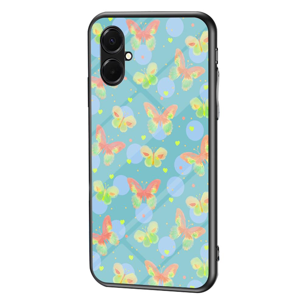 

Для Samsung Galaxy A07 4G Чехол с узором бабочки TPU+Закаленное стекло Защитный чехол для телефона Lush Butterfly