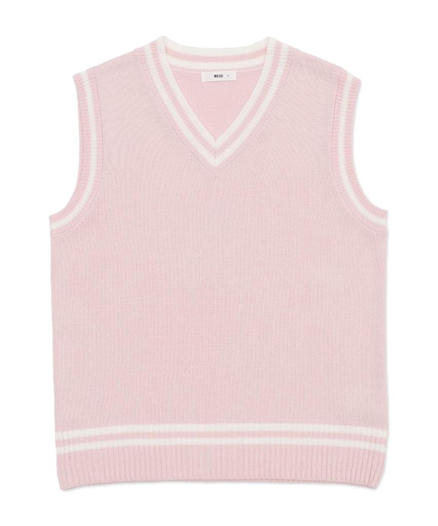 WEGO Knit School Sweater Student Solid Commuting Vest for High School and Junior High School Fall and Spring and Sizes Vest Pink Women's Vest, Top,