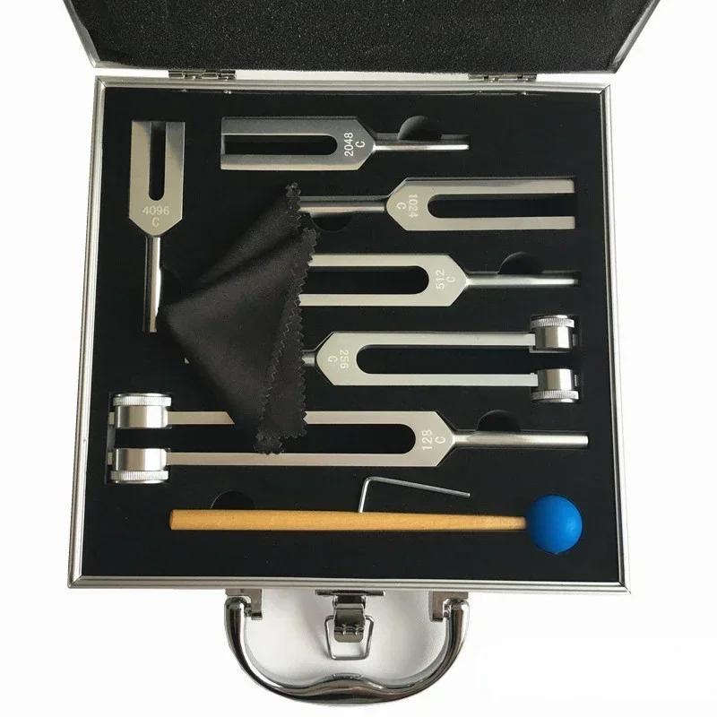 Aliuminio lydinio kamertonas 128HZ 256HZ 512HZ 1024HZ 2048HZ 6 rinkiniai Gydomieji kamertonai Diapasons terapija Muzikiniai mušamieji instrumentai