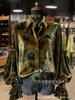New Creative Fashion Velvet Lapel 3D Print Women's Long Sleeve Shirt