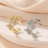 25mm Gold Sliver Copper Paved Diamond Cuff Rings For Women Star Charm Zirconia Openable Fogure Accessory