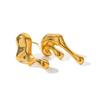 Yori Stainless Steel Golden Irregular Creative Stud Earrings for Women Trendy Metal Texture 18 K Earrings Golden Accessories