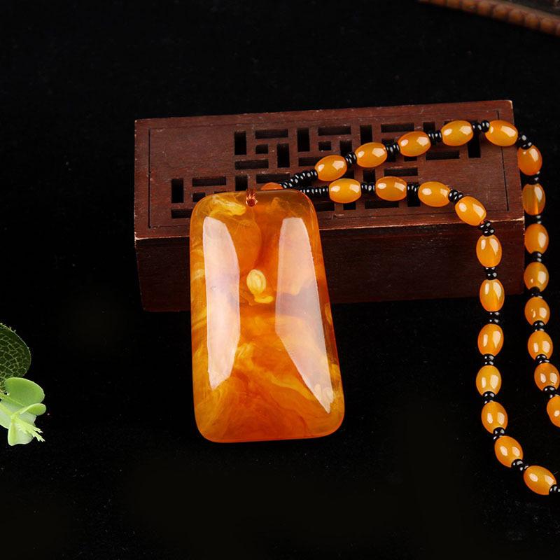 Vielseitige gelbe Bernstein Honigwachs Anhänger Halskette