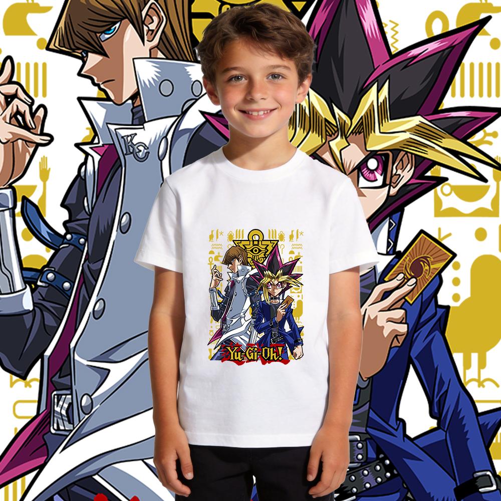 Yu Gi Oh Seto x Yugi Anime Print Cotton T Shirt for Boys and Girls Kids Casual Soft Breathable Top