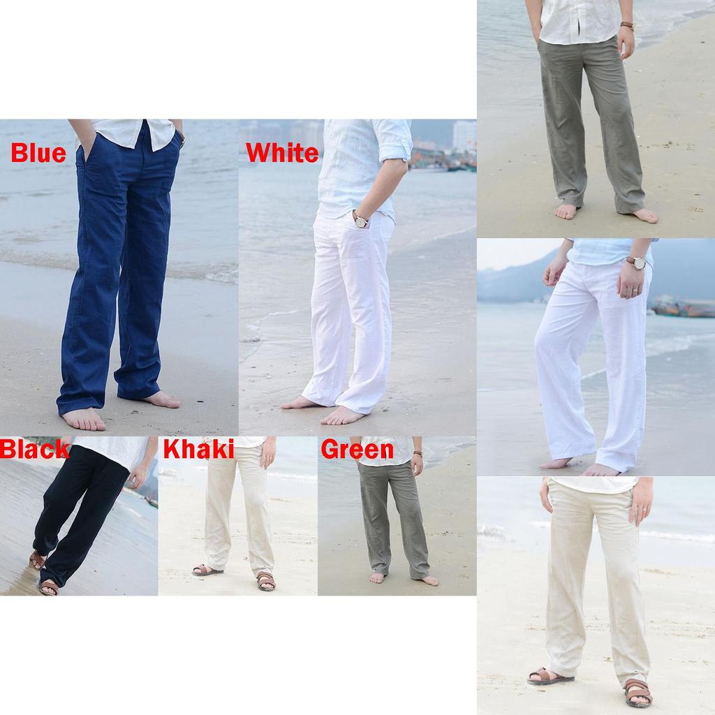 Versatile 2018 Men's Linen Loose Beach Pants Offering Stylish Casual Long Slacks Fit