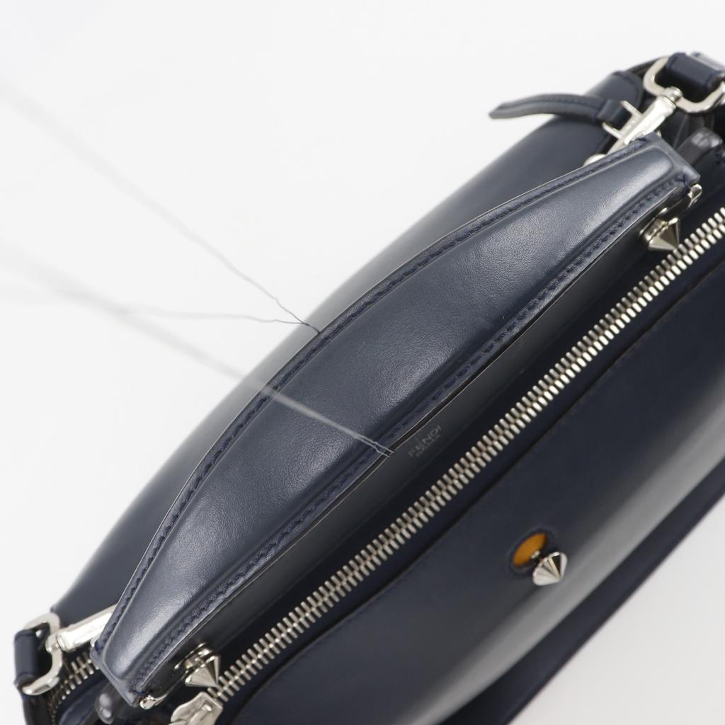 FENDI Dot com Handbag 2WAYShoulder Navy blue Calfskin Women Used