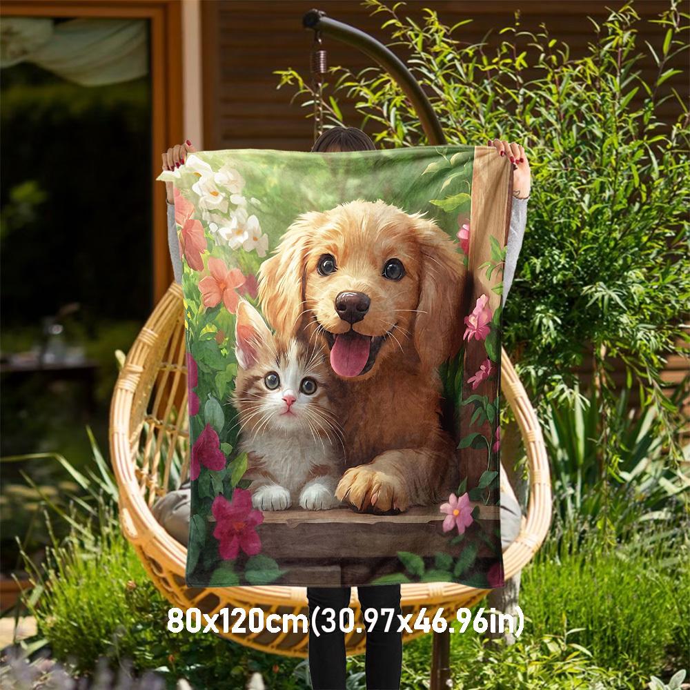 

1PC dog catOutdoor Flannel Blanket - Soft Plush Decor for Picnics, camping, Bedroom, Playroom, Office, or Lunch Break 1350A 80x120cm(31x47inch)