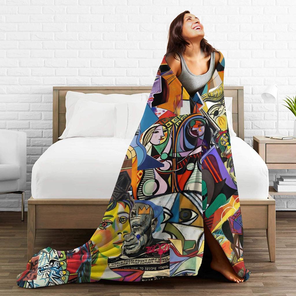 Warme weiche Überwurfdecke Picknick Pablo Picasso Kunstdecke Spanischer Künstler Flanell Tagesdecke für Wohnzimmer Sofabettbezug