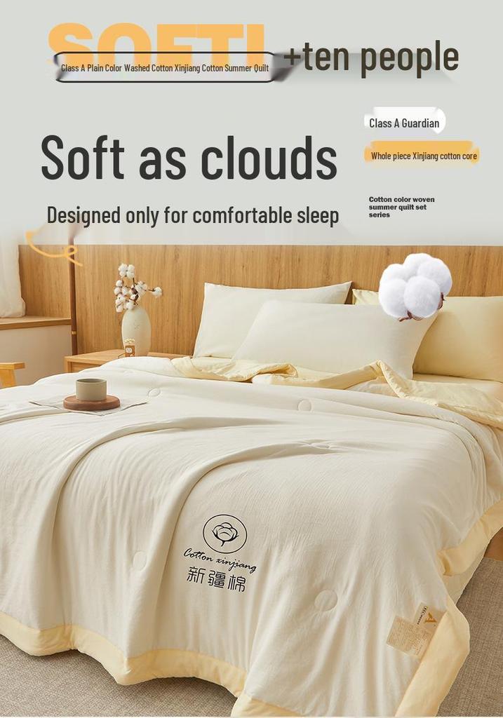 Mother & Baby Grade A Xinjiang Cotton Summer Quilt - Machine Washable, Air Conditioning, Thin Quilt for Dormitory and Student Use.