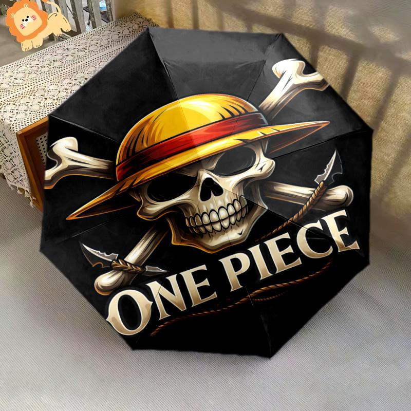 1 PC Automatic Folding Umbrella - One Piece Logo Pattern Portable Foldable Design With 8 Ribs Christmas Birthday Gifts