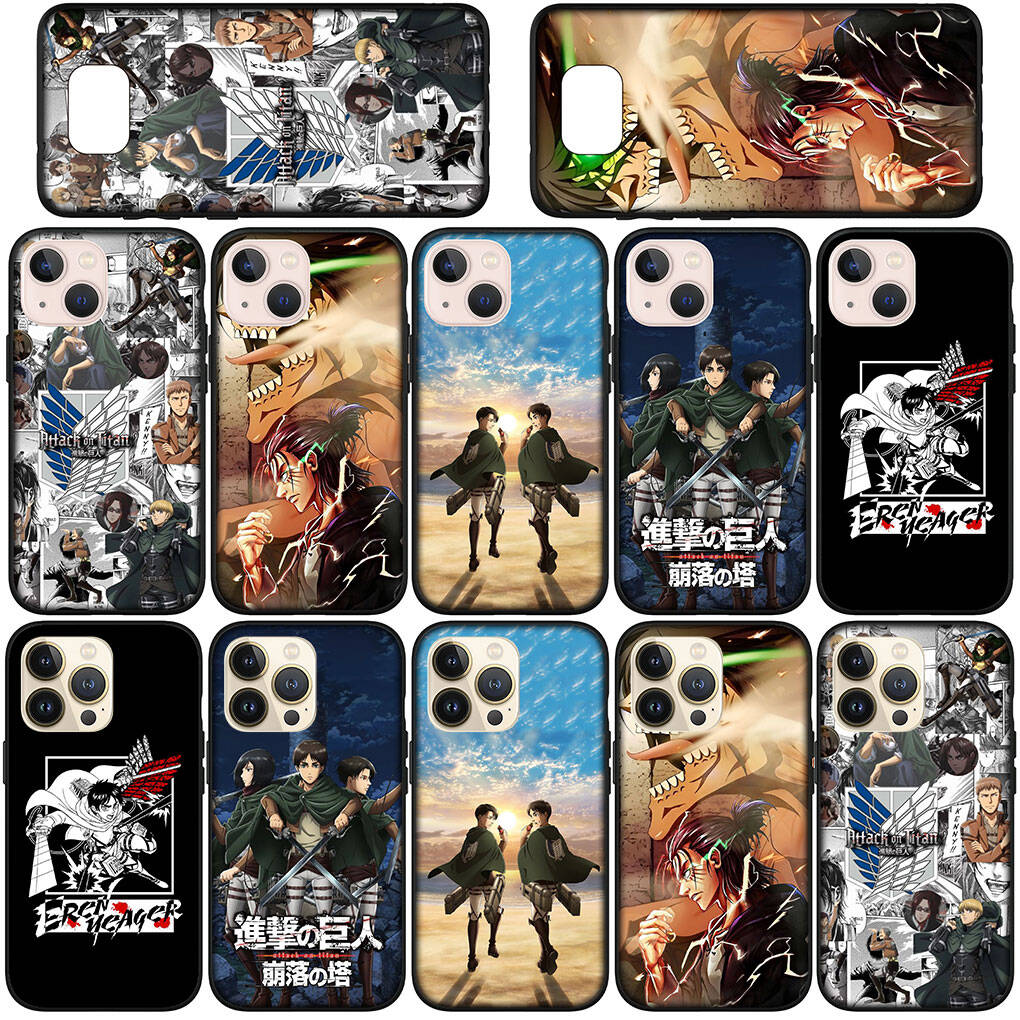 For Samsung Galaxy S25 S24 S23 iPhone 17 16 15 Xiaomi Redmi Note 14 13 12 Plus Pro Max Case Anime Attack On Titan Eren Jaeger Levi OPPO Huawei Cover
