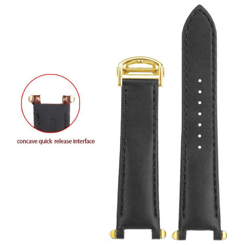 

Genuine Leather Strap For Cartier PASHA WGPA0019/0026 W2PA0014 Series Notched watchband Black blue Watchband Bracelet Belt 19x12mm