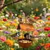 Wrought Iron Bird Feeder Rust Colored Hanging Feeder 1pc Wildlife Water and Food Supply Courtyard Home Ornament Outdoor Garden Decoration Excellent