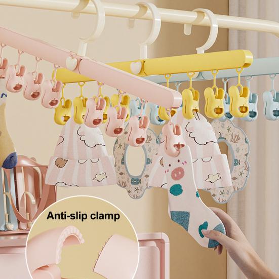 Folding Clothes Hanger 360-Degree Rotation Windproof Hook Strong Load-bearing Portable Clothes Rack Socks Hooks