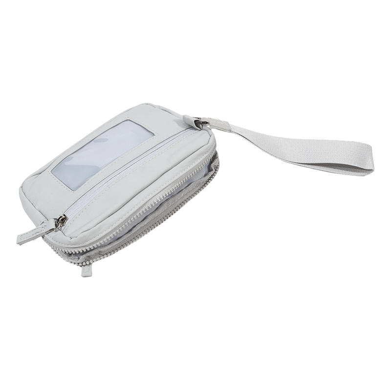 Women's Keychain Wallet The Wallet Zip Waterproof Nylon Card Wallet Pouch Wristlet Zip Card Case With Clear ID Window