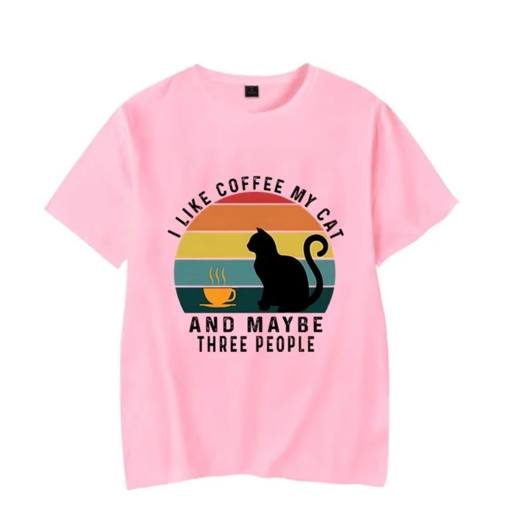 Short Sleeve Tees Men's T-shirt I Like Coffee My Cat T Shirt Graphic Tshirt Harajuku Streetwear Fashion Trend Men's Brand Shirts