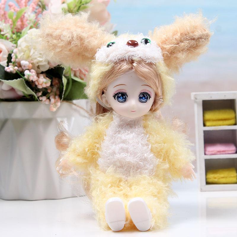 BJD Doll Movable Joints Plush Clothes Girl Doll 17cm Birthday Dress Up Toy Gifts