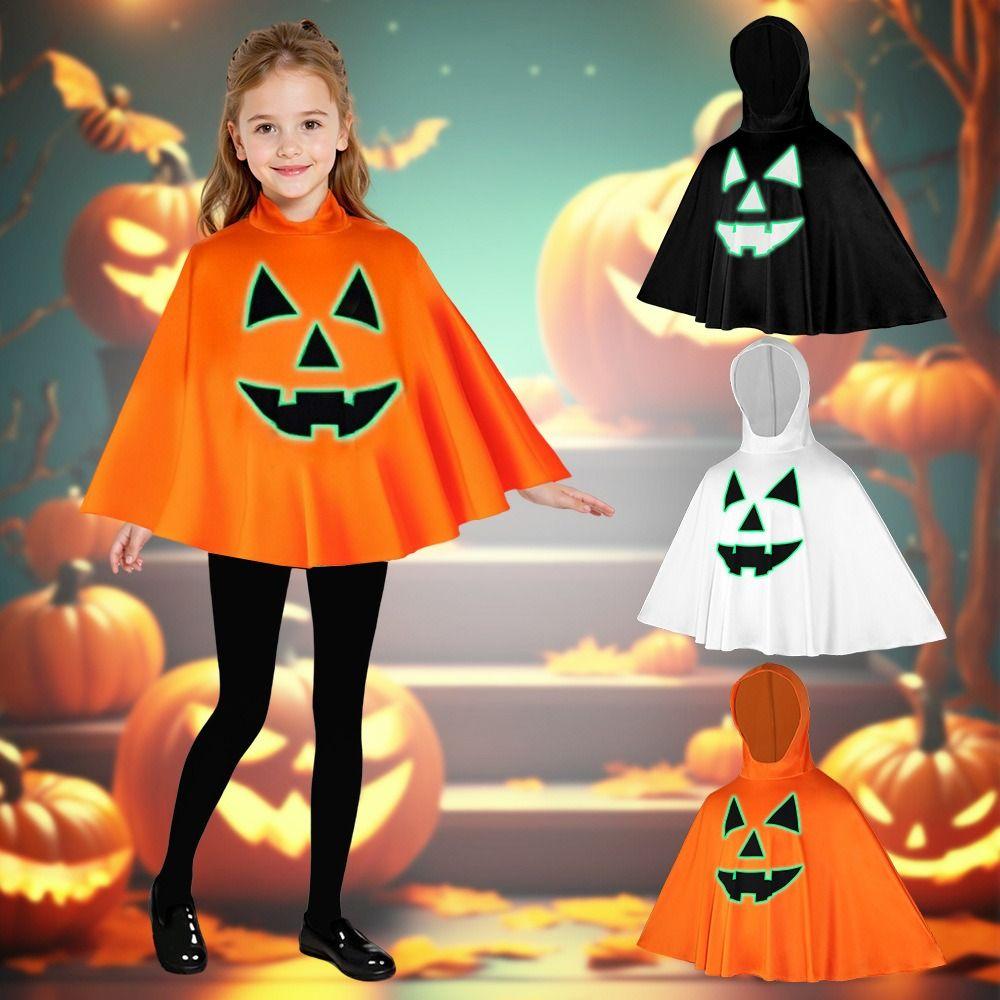 Halloween Ghost Face Shawl Fun Kid Cosplay Costume Noctilucent Pumpkin Cloak  Party Masquerade