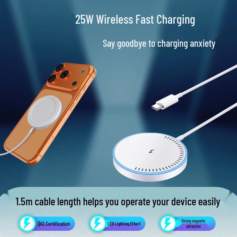 Qi2.2 Magnetic LED Wireless Charger 25W | Fast Charge Night Light for Apple 17 Magsafe