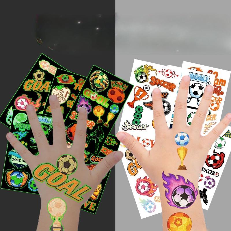 10 Cartoon Luminous Football Tattoo Stickers for Party Decoration of The World Cup on Children's Arms - Water Transfer Tattoo Stickers