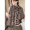 Premium Double-Sided Jacquard Houndstooth Scarf Wrap Women Winter Fall Warm Cotton Blend Shawl 185x70cm