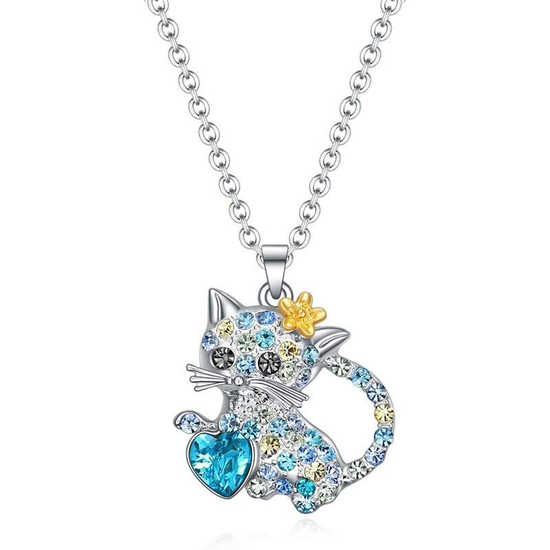 Wish cute colorful cat  pendant simple jewelry female animal cartoon collarbone chain necklace