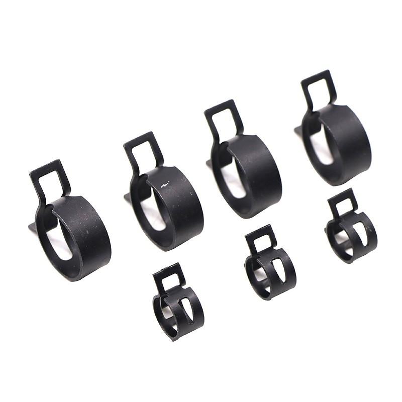 130PCS Spring Band Type Action Fuel Line Silicone Vacuum Hose Pipe Clamp Low Pressure Air Clip Fasteners Assortment Kit Black