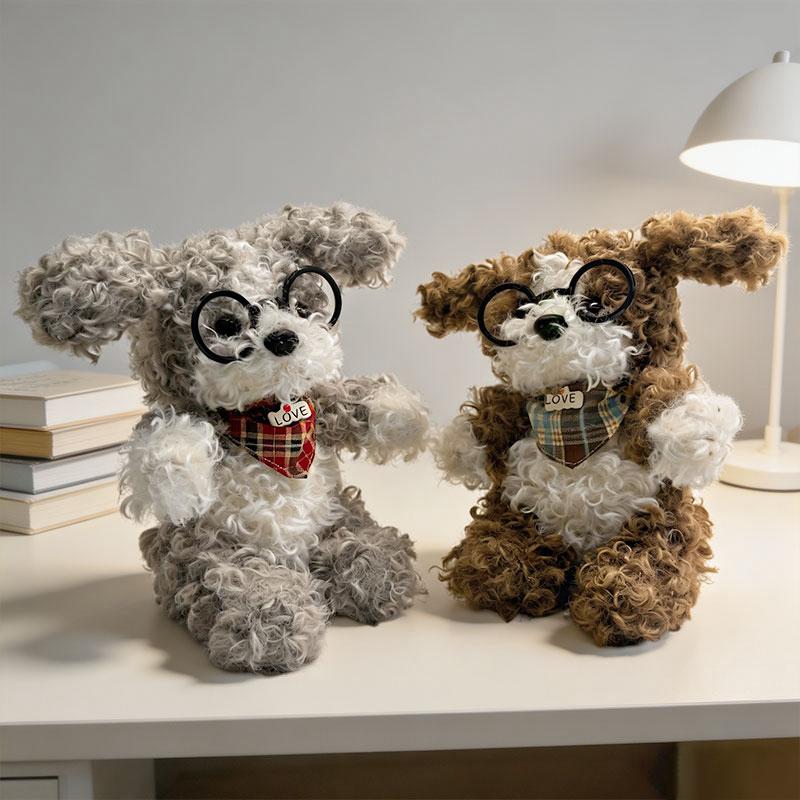 Dog Plush Toys Glasses Dog Squishy Stuffed Doll Adorably Accompany Sleep Toy Kawaii Room Decor Toys Birthday Surprise Gifts