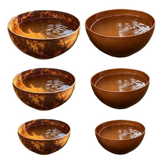 3Pcs/Set Metal Bird Baths Retro Wall Mounted Bird Bath 6cm 8cm 10cm Wild Bird Bath Feeder for Garden Backyard Outdoor Decor