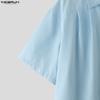 INCERUN Oversized Men Lapel Neck Short Sleeve Stitching Casual Loose Shirts