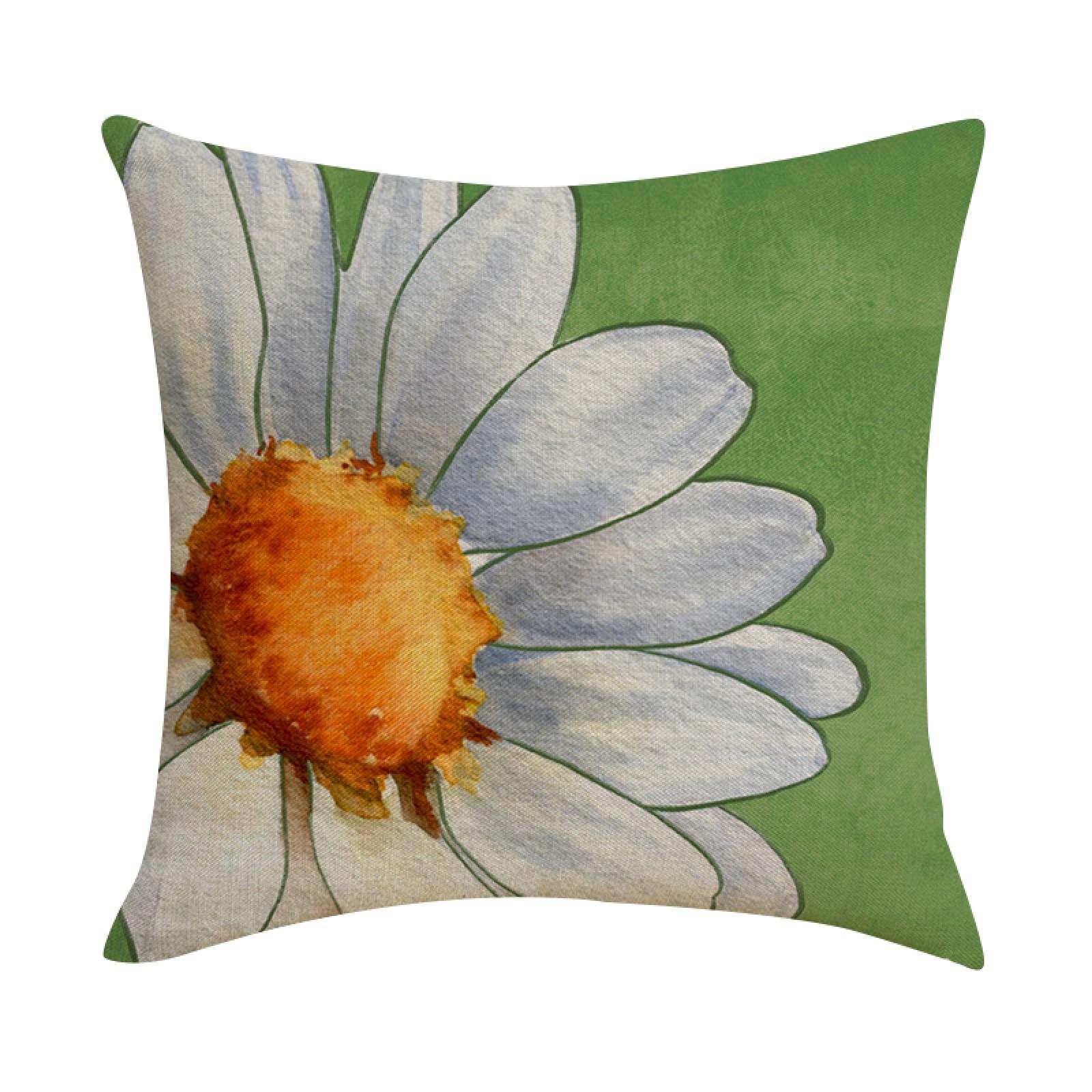 

Linen Throw Pillow Cover with Daisy Floral Print and Home Sweet Home Text 45x45cm Decorative Cushion Case for Sofa Bed Living Room One Size