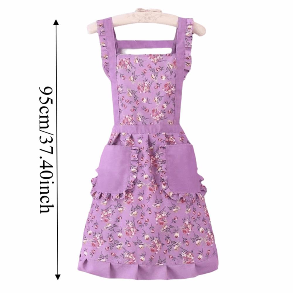 Breathable Ruffle Edge Apron Oilproof Kitchen Apron New Floral Apron Kitchen Cooking