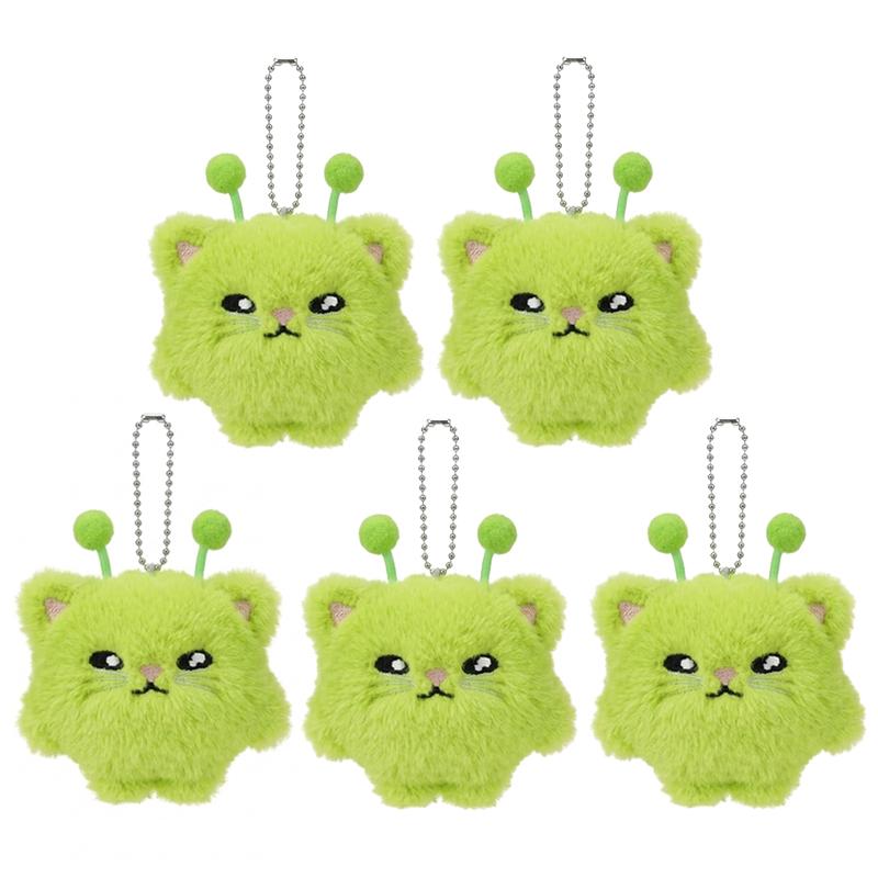 1/5Pc Cute Alien Cat Plush Keychain Kawaii Fluffy Cat Doll Pendant Backpack Ornament Stuffed Animal Keyring Girls Gift